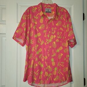 Savage Tactitians Hawaiian Shirt‎ Men's Size XXL Bright Pink Pineapples